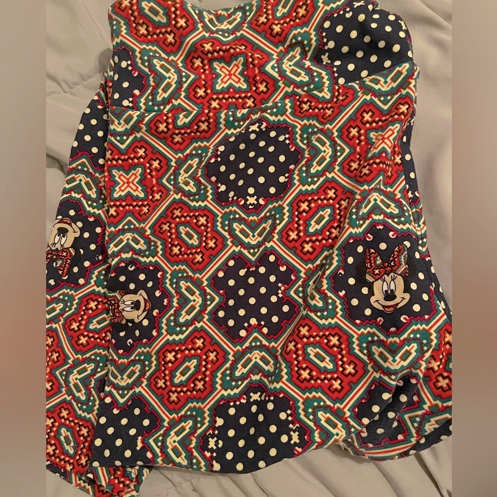EUC Disney Leggings. LuLaRoe T/C Hidden Minnie Mouse. Navy/Red/White